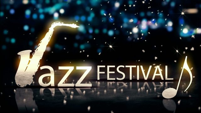 Jazz Festival Saxophone Silver City Bokeh Blue 3D Loop Animation