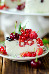 Cheesecake with berries. selective Focus