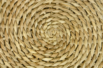 Woven natural circle bamboo texture close up