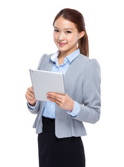 Fototapeta premium Businesswoman touch on digital tablet