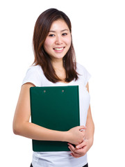Fototapeta premium Asian woman with clipboard