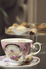 Antique pink tea cup