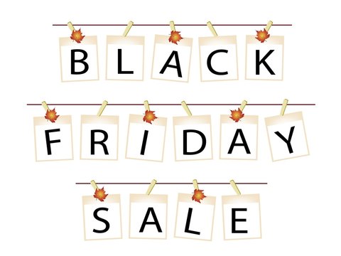 Black Friday Banner of Blank Photos with Maple Leaves