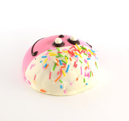 Pink  Doughnut  isolated against white background.