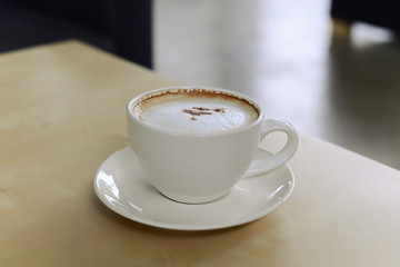 mocha coffee on table at coffee cafe