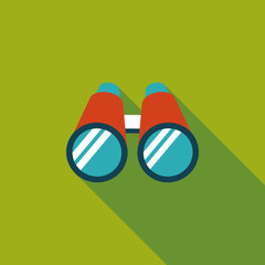 Binoculars flat icon with long shadow