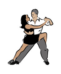 Abstract vector illustration of dancing couples