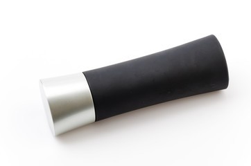 Black bottle perfume isolated white background