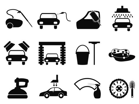 car washing icons set