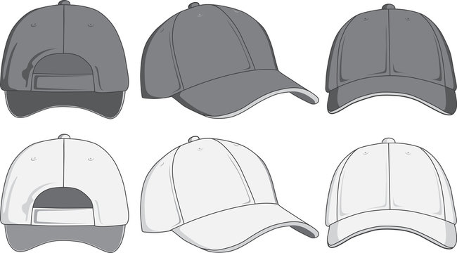 Baseball cap, front, back and side view. Vector illustration  Stock-Vektorgrafik | Adobe Stock