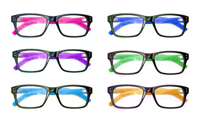 Group of Beautiful glasses isolated