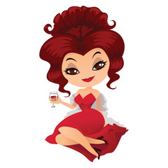 Retro lady with a glass in hand