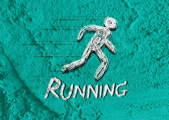 Running idea in Illustration on Cement wall texture background d