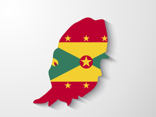 Grenada country map with shadow effect presentation