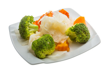 Boiled cabbage and broccoli