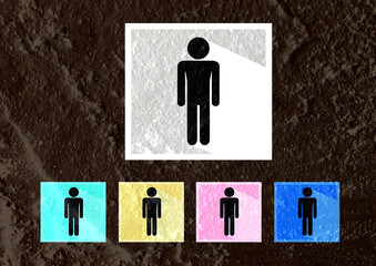 Pictogram Man Woman Sign icons on  wall texture background desig