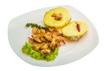 Garlic shrimps with potato