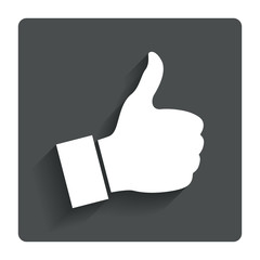 Like sign icon. Hand finger up symbol.