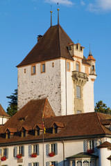 Fototapeta na wymiar Turret of Oberhofen Castle