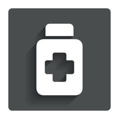 Drugs sign icon. Pack with pills symbol.