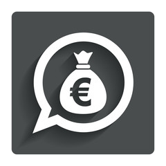 Money bag sign icon. Euro EUR currency.