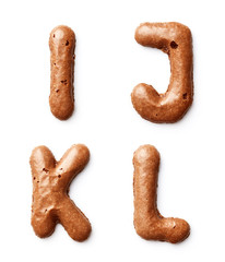 Letters made of caramel cookies