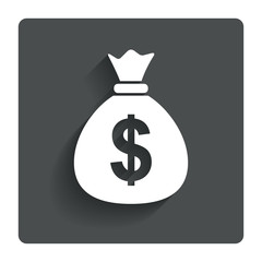 Money bag sign icon. Dollar USD currency.
