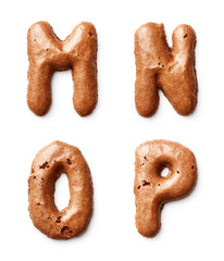 Letters made of caramel cookies