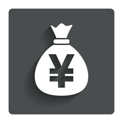 Money bag sign icon. Yen JPY currency.