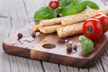 Italian grissini bread sticks
