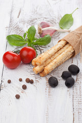 Italian grissini bread sticks