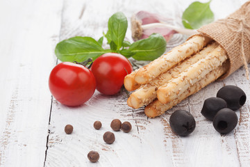 Italian grissini bread sticks