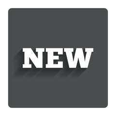 New sign icon. New arrival button.