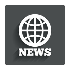 News sign icon. World globe symbol.