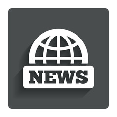 News sign icon. World globe symbol.
