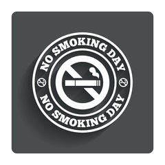 No smoking day sign icon. Quit smoking day.