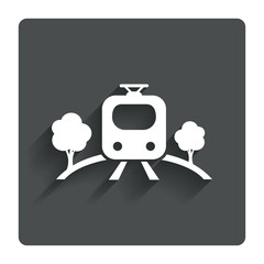 Naklejka premium Overground sign icon. Metro train symbol.