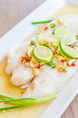 Steamed basa fish