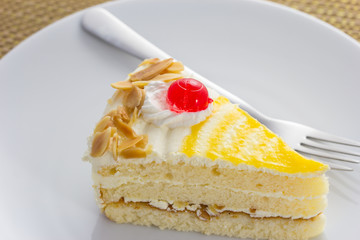 delicious slice of cake on the plate