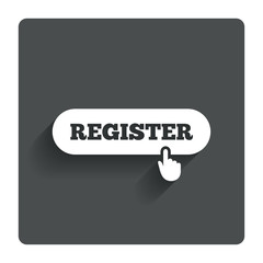Register with hand pointer icon. Membership.