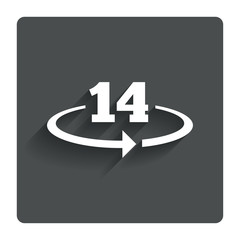 Return of goods within 14 days sign icon.