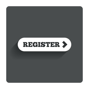 Register with arrow sign icon. Membership symbol