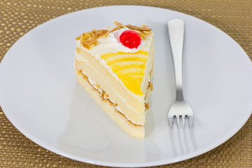 delicious slice of cake on the plate