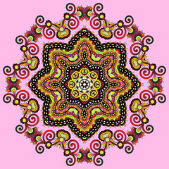 Circle lace ornament, round ornamental geometric doily pattern