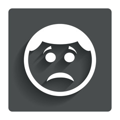 Sad face sign icon. Sadness symbol.