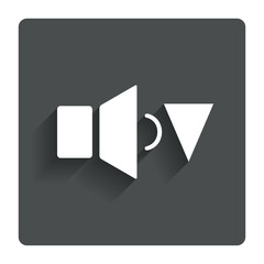 Speaker low volume sign icon. Sound symbol.