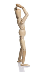Wooden dummy isolated on white background