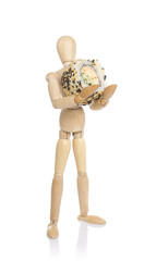Wooden dummy with sushi
