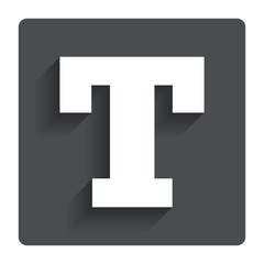 Text edit sign icon. Letter T button.