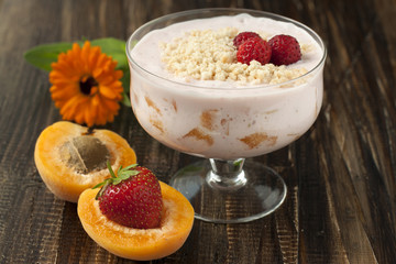 Cream cheese with strawberries and apricots  .